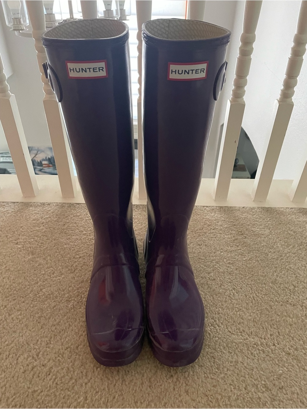 Hunter Glossy Tall Rain Boots in Plum